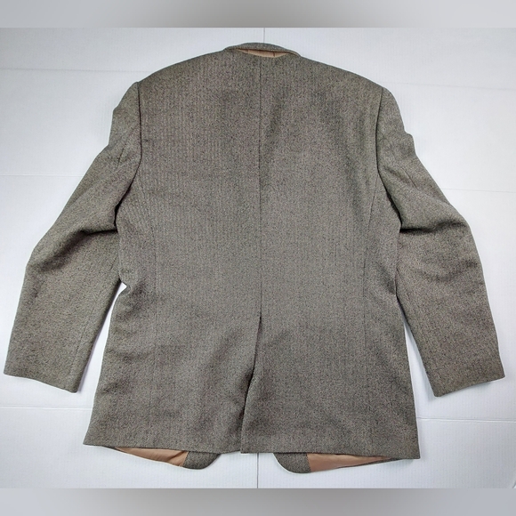 Lauren Ralph Lauren Jacket Mens Size 44L Brown Herringbone 100% Lambs Wool Macys - Picture 2 of 10